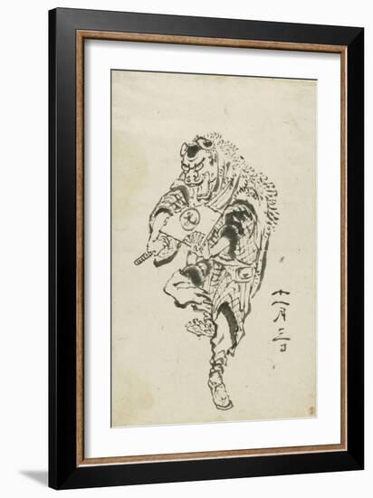 Danseur de Shishi-mai (danse du lion)-Katsushika Hokusai-Framed Giclee Print