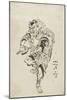 Danseur de Shishi-mai (danse du lion)-Katsushika Hokusai-Mounted Giclee Print
