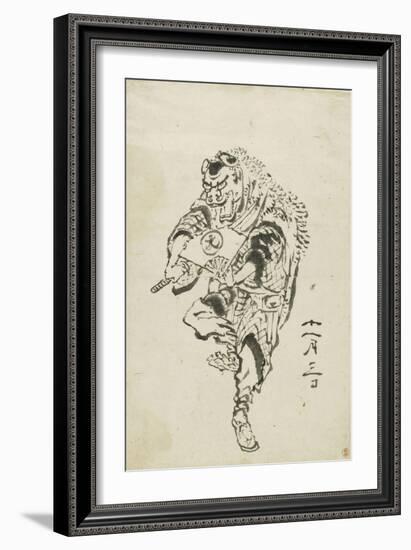 Danseur de Shishi-mai (danse du lion)-Katsushika Hokusai-Framed Giclee Print