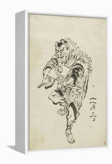 Danseur de Shishi-mai (danse du lion)-Katsushika Hokusai-Framed Premier Image Canvas