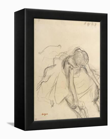 Danseuse assise, essayant ses pointes-Edgar Degas-Framed Premier Image Canvas