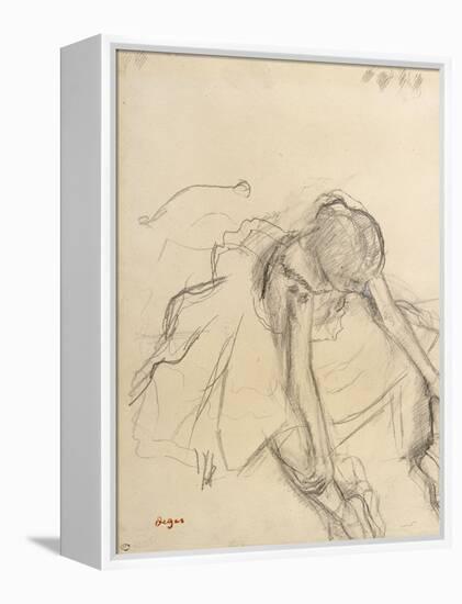 Danseuse assise, essayant ses pointes-Edgar Degas-Framed Premier Image Canvas