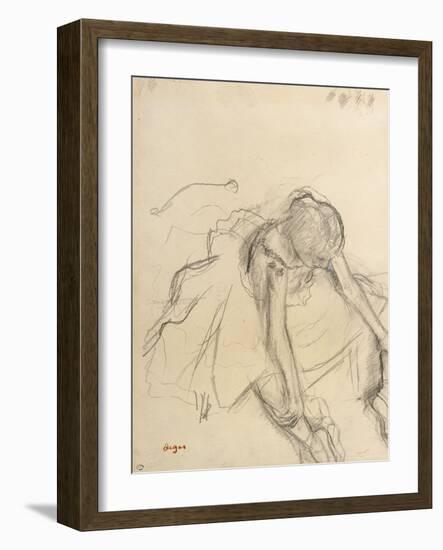 Danseuse assise, essayant ses pointes-Edgar Degas-Framed Premium Giclee Print