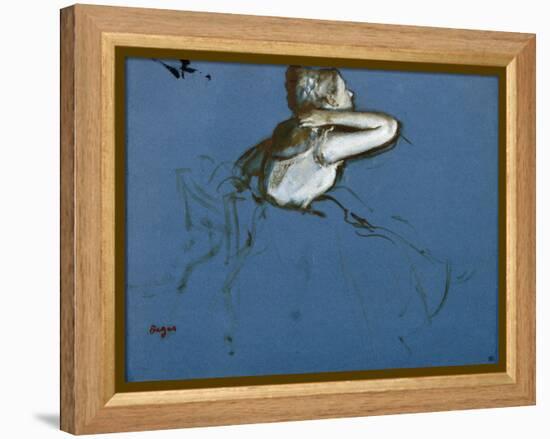 Danseuse assise, vue de profil vers la droite-Edgar Degas-Framed Premier Image Canvas