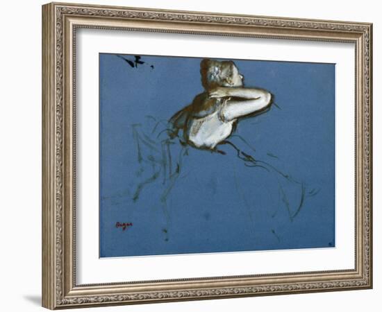 Danseuse assise, vue de profil vers la droite-Edgar Degas-Framed Giclee Print