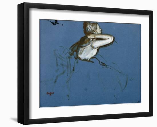 Danseuse assise, vue de profil vers la droite-Edgar Degas-Framed Giclee Print