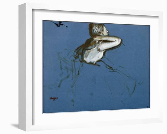 Danseuse assise, vue de profil vers la droite-Edgar Degas-Framed Giclee Print