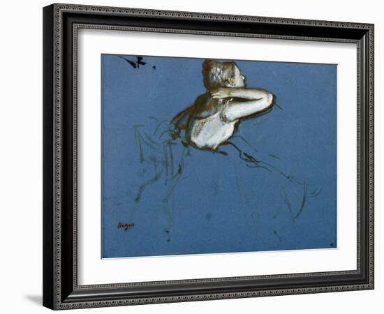 Danseuse assise, vue de profil vers la droite-Edgar Degas-Framed Giclee Print