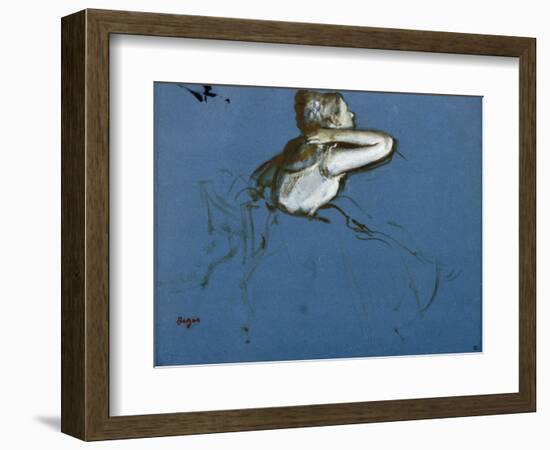 Danseuse assise, vue de profil vers la droite-Edgar Degas-Framed Giclee Print