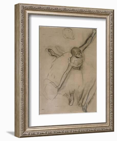 Danseuse au bouquet et étude de bras-Edgar Degas-Framed Giclee Print