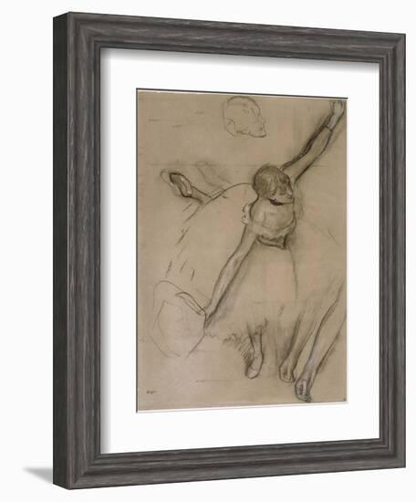 Danseuse au bouquet et étude de bras-Edgar Degas-Framed Giclee Print