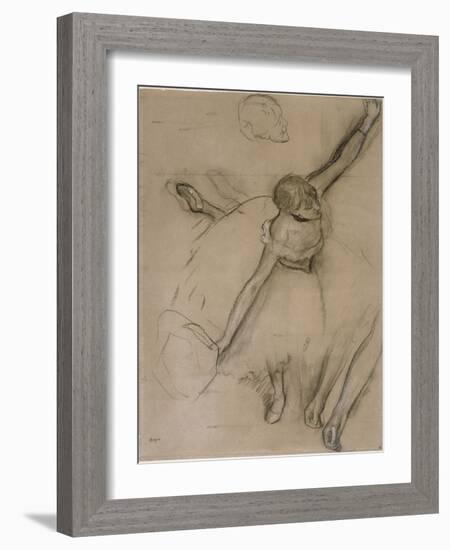 Danseuse au bouquet et étude de bras-Edgar Degas-Framed Giclee Print