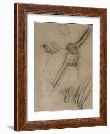 Danseuse au bouquet et étude de bras-Edgar Degas-Framed Giclee Print