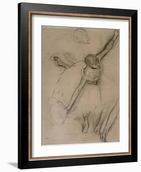 Danseuse au bouquet et étude de bras-Edgar Degas-Framed Giclee Print