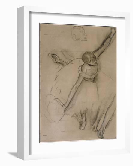 Danseuse au bouquet et étude de bras-Edgar Degas-Framed Giclee Print