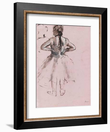 Danseuse debout, de dos, les mains à la taille-Edgar Degas-Framed Giclee Print