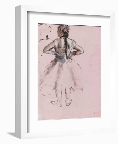 Danseuse debout, de dos, les mains à la taille-Edgar Degas-Framed Giclee Print