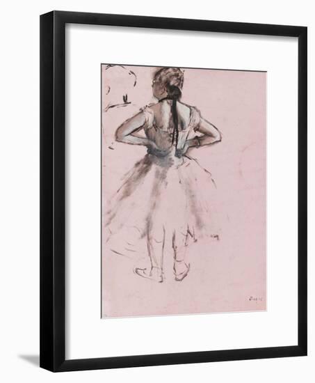 Danseuse debout, de dos, les mains à la taille-Edgar Degas-Framed Giclee Print