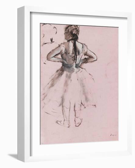 Danseuse debout, de dos, les mains à la taille-Edgar Degas-Framed Giclee Print