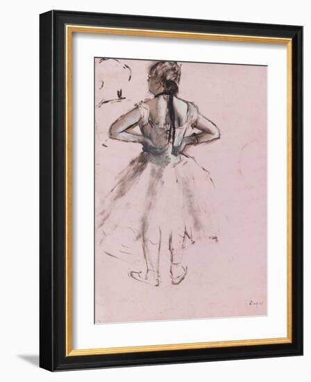 Danseuse debout, de dos, les mains à la taille-Edgar Degas-Framed Giclee Print