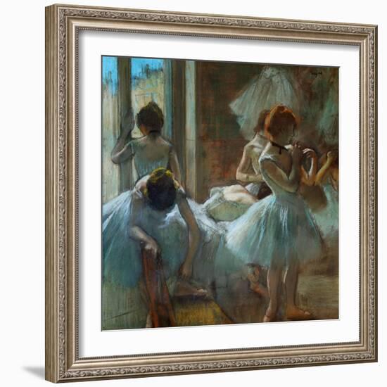 Danseuses en repos (Dancers at rest) Pastel, 1884 or 1885-Edgar Degas-Framed Giclee Print