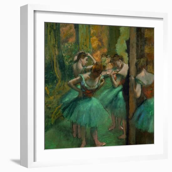 Danseuses en rose et vert-Pink and green dancers, around 1890. Canvas,82,2 x 75,6 cm.-Edgar Degas-Framed Giclee Print