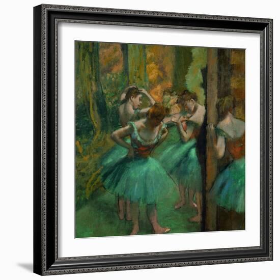 Danseuses en rose et vert-Pink and green dancers, around 1890. Canvas,82,2 x 75,6 cm.-Edgar Degas-Framed Giclee Print