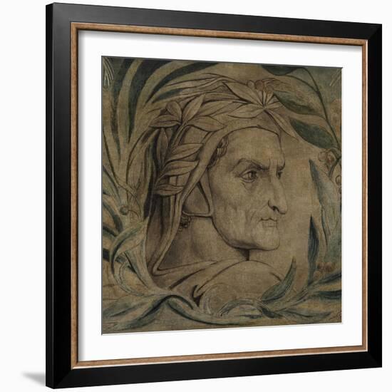 Dante Alighieri, C.1800-03 (Pen and Ink with Tempera on Canvas)-William Blake-Framed Giclee Print