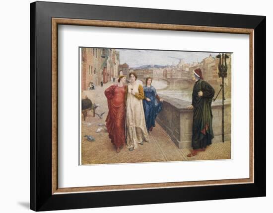 Dante Alighieri Italian Writer Meeting His Beloved Beatrice Portinari on the Lung'Arno Florence-Henry Holiday-Framed Photographic Print