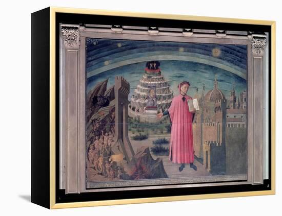 Dante and His Poem the 'Divine Comedy', 1465 (Tempera on Panel)-Domenico di Michelino-Framed Premier Image Canvas