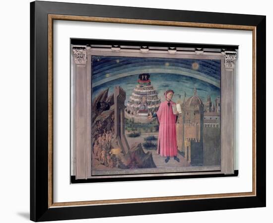 Dante and His Poem the 'Divine Comedy', 1465 (Tempera on Panel)-Domenico di Michelino-Framed Giclee Print