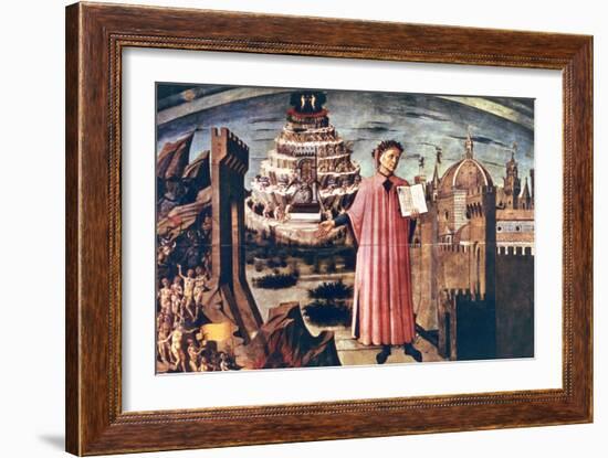 Dante and His Poem the 'Divine Comedy, 1465-Domenico di Michelino-Framed Giclee Print