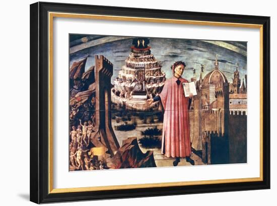 Dante and His Poem the 'Divine Comedy, 1465-Domenico di Michelino-Framed Giclee Print