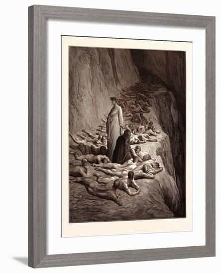 Dante and Pope Adrian V-Gustave Dore-Framed Giclee Print