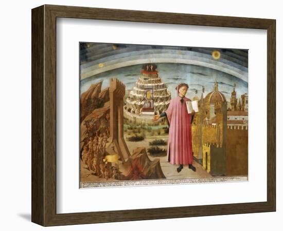 Dante and the Divine Comedy' (The Comedy Illuminating Florenc), 1464-1465-Domenico di Michelino-Framed Giclee Print