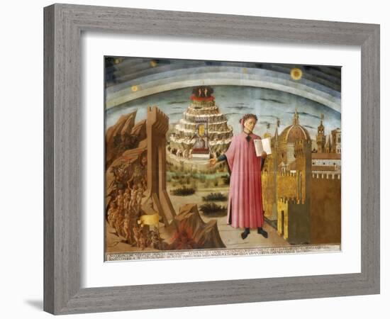 Dante and the Divine Comedy' (The Comedy Illuminating Florenc), 1464-1465-Domenico di Michelino-Framed Giclee Print