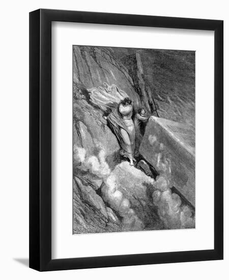 Dante and Virgil at the Edge of the Abyss from Which a Foetid Smell Steamed Up, 1863-Gustave Doré-Framed Giclee Print