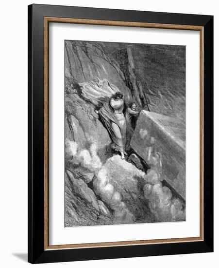 Dante and Virgil at the Edge of the Abyss from Which a Foetid Smell Steamed Up, 1863-Gustave Doré-Framed Giclee Print