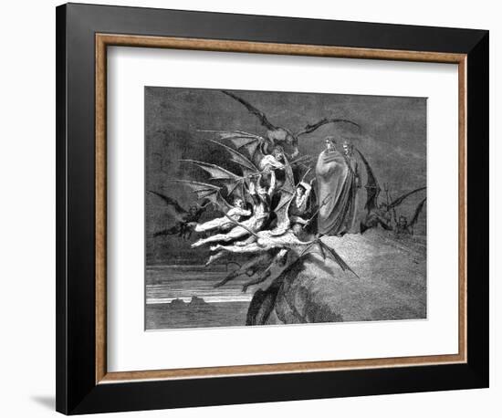 Dante and Virgil Beset by Demons on their Passage Through the Eighth Circle, 1861-Gustave Doré-Framed Giclee Print