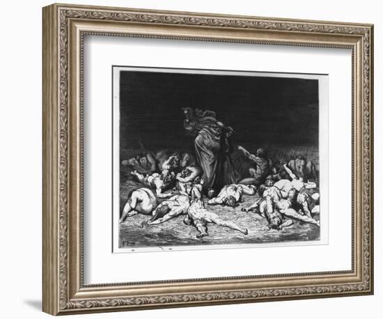 Dante and Virgil in Hell, Illustration from 'The Divine Comedy', 1861 (Engraving)-Gustave Doré-Framed Giclee Print