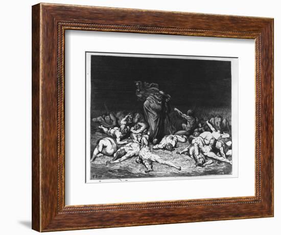 Dante and Virgil in Hell, Illustration from 'The Divine Comedy', 1861 (Engraving)-Gustave Doré-Framed Giclee Print