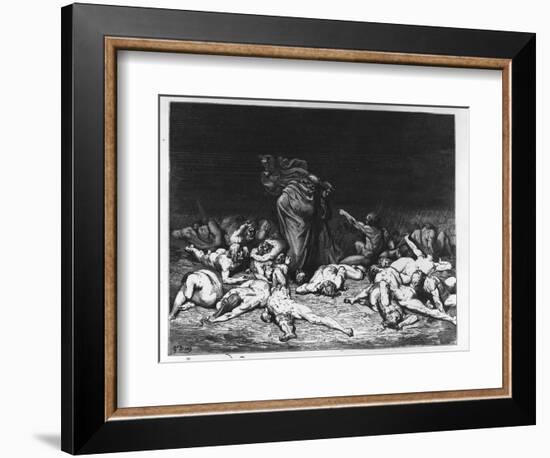 Dante and Virgil in Hell, Illustration from 'The Divine Comedy', 1861 (Engraving)-Gustave Doré-Framed Giclee Print