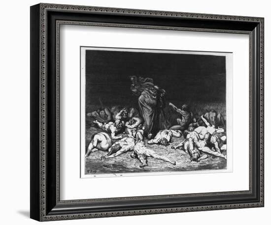 Dante and Virgil in Hell, Illustration from 'The Divine Comedy', 1861 (Engraving)-Gustave Doré-Framed Giclee Print