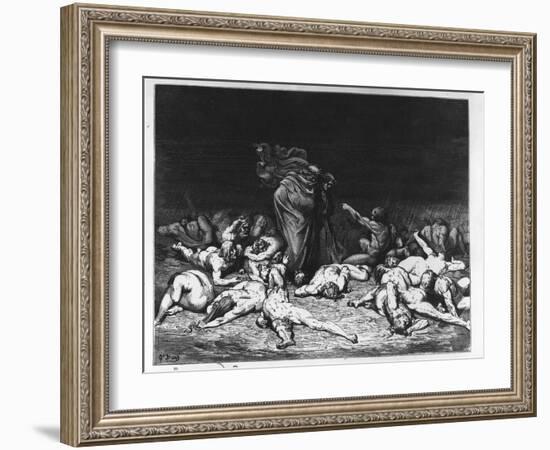 Dante and Virgil in Hell, Illustration from 'The Divine Comedy', 1861 (Engraving)-Gustave Doré-Framed Giclee Print