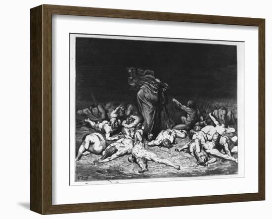 Dante and Virgil in Hell, Illustration from 'The Divine Comedy', 1861 (Engraving)-Gustave Doré-Framed Giclee Print