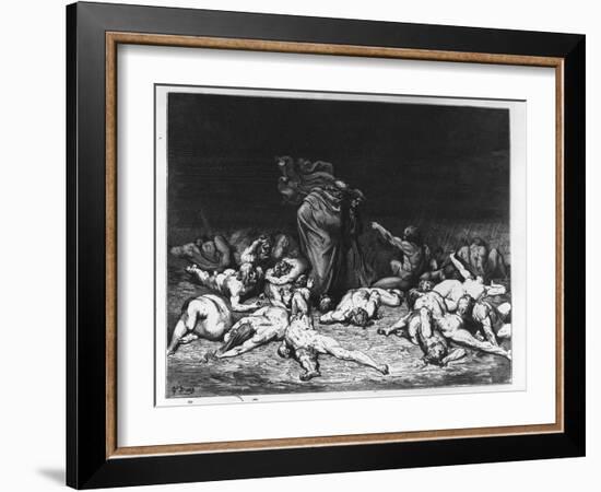 Dante and Virgil in Hell, Illustration from 'The Divine Comedy', 1861 (Engraving)-Gustave Doré-Framed Giclee Print