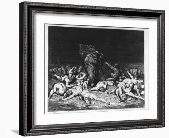 Dante and Virgil in Hell, Illustration from 'The Divine Comedy', 1861 (Engraving)-Gustave Doré-Framed Giclee Print