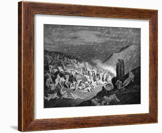 Dante and Virgil Looking Down Upon Souls in Torment in the Inferno, 1863-Gustave Doré-Framed Giclee Print