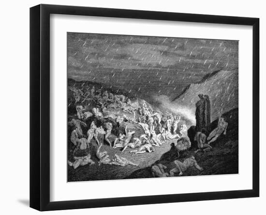 Dante and Virgil Looking Down Upon Souls in Torment in the Inferno, 1863-Gustave Doré-Framed Giclee Print
