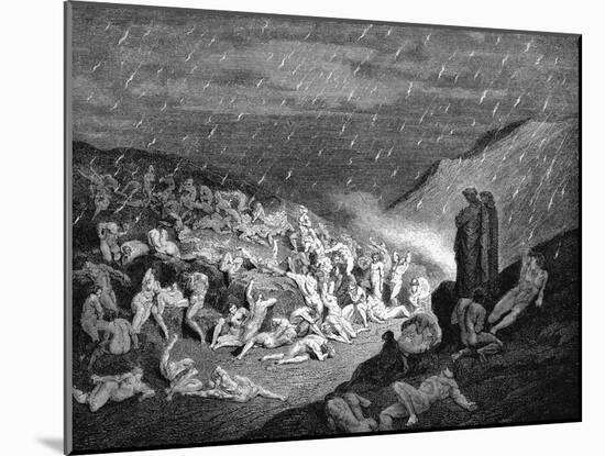 Dante and Virgil Looking Down Upon Souls in Torment in the Inferno, 1863-Gustave Doré-Mounted Giclee Print